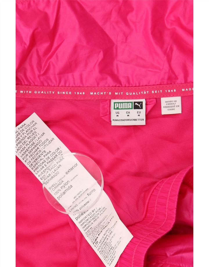PUMA Womens Crop Oversized Tracksuit Top Jacket UK 14 Medium Pink Nylon