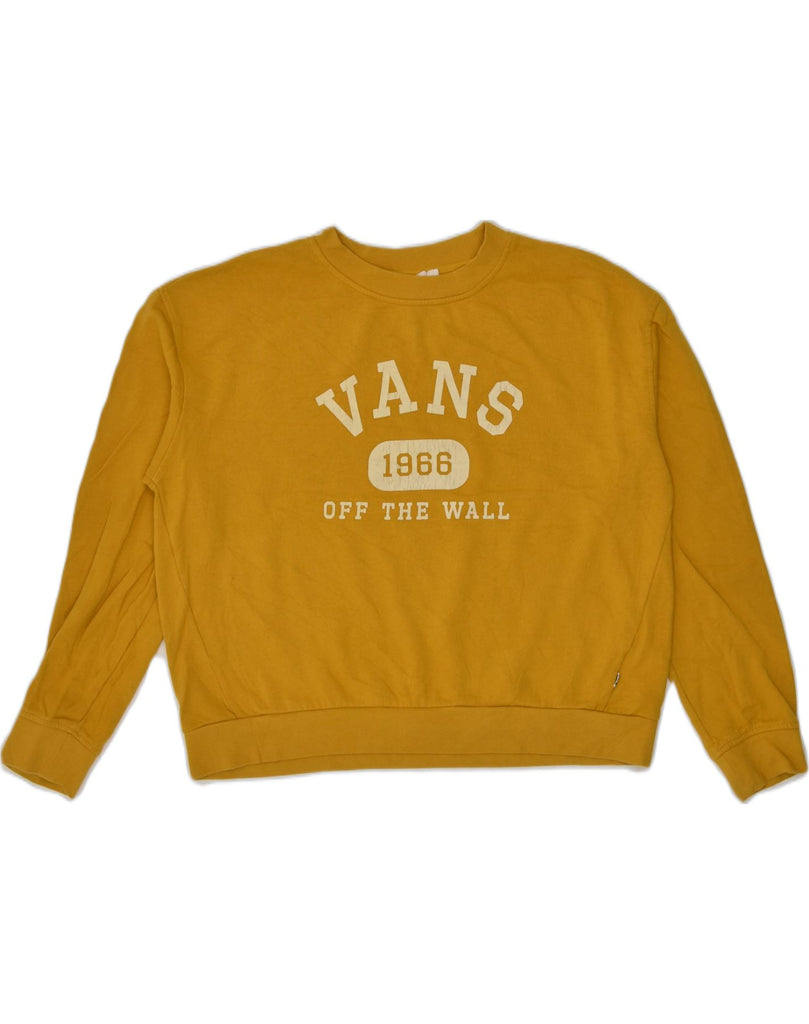 VANS Womens Graphic Sweatshirt Jumper UK 14 Large Yellow Cotton | Vintage Vans | Thrift | Second-Hand Vans | Used Clothing | Messina Hembry 