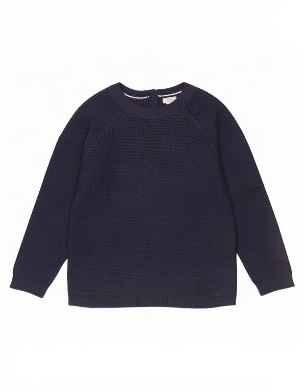 Fat Face Womens 3/4 Sleeve Boat Neck Jumper Sweater UK 12 Medium Navy Blue