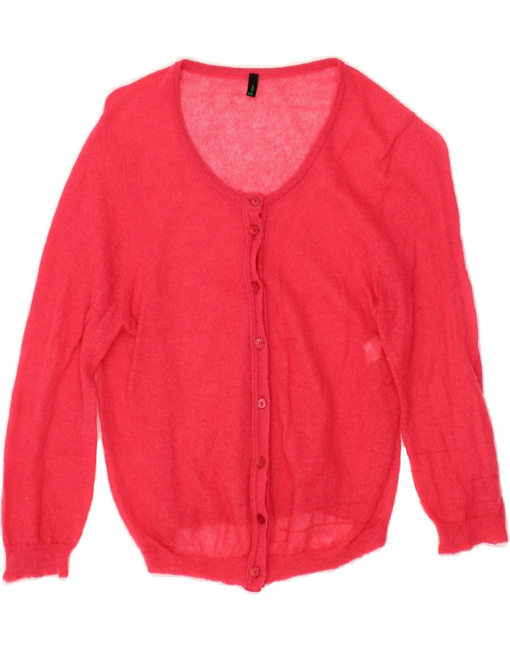 BENETTON Womens Crop Cardigan Sweater UK 12 Medium Pink Polyamide Vintage Benetton and Second-Hand Benetton from Messina Hembry 
