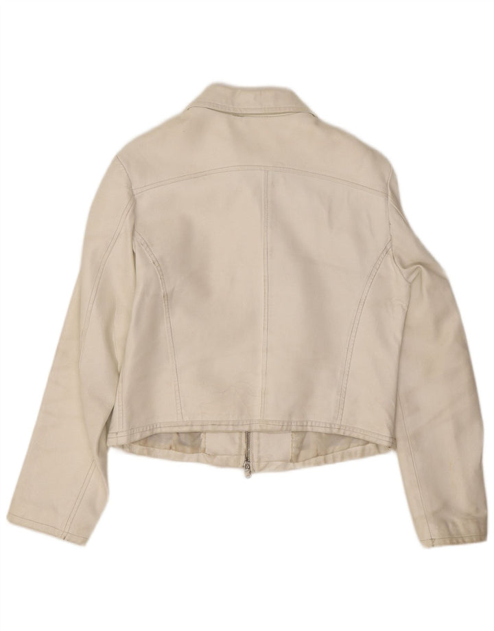 Masterpelle Womens Crop Leather Jacket IT 48 XL White Leather