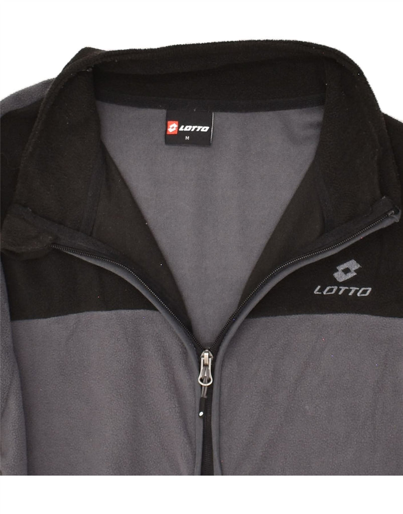 LOTTO Mens Fleece Jacket UK 38 Medium Grey Colourblock Polyester | Vintage Lotto | Thrift | Second-Hand Lotto | Used Clothing | Messina Hembry 