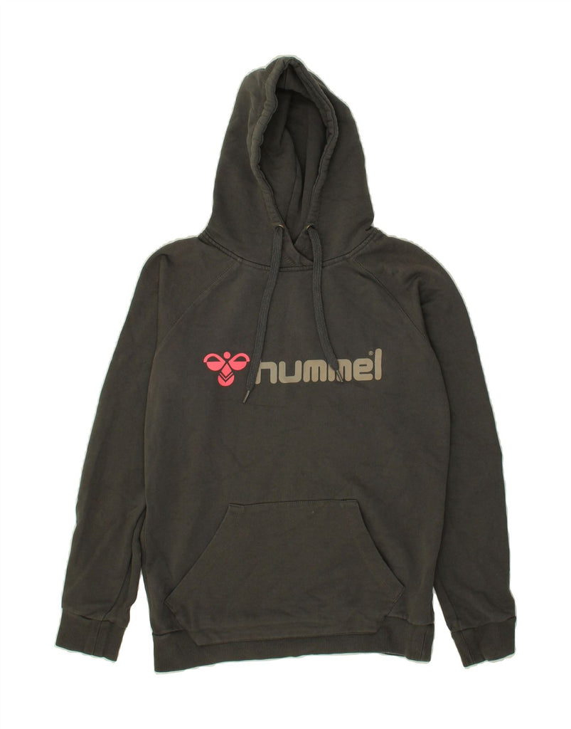 HUMMEL Womens Graphic Hoodie Jumper UK 14 Medium Grey Cotton Vintage Hummel and Second-Hand Hummel from Messina Hembry 