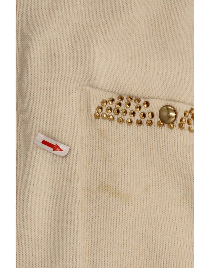 CIRO ESPOSITO Womens Knit Shirt Blouse UK 14 Large Off White Wool