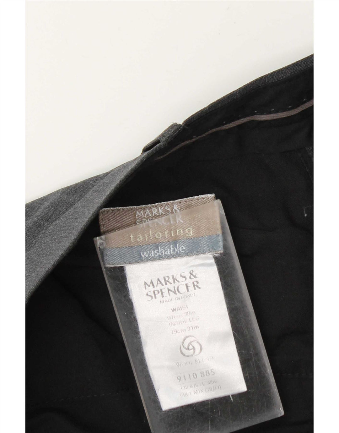 Marks & Spencer Mens Tailored Fit Suit Trousers W38 L31 Grey Polyester