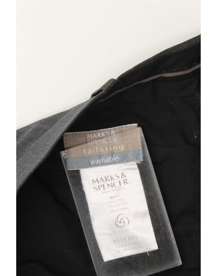 Marks & Spencer Mens Tailored Fit Suit Trousers W38 L31 Grey Polyester