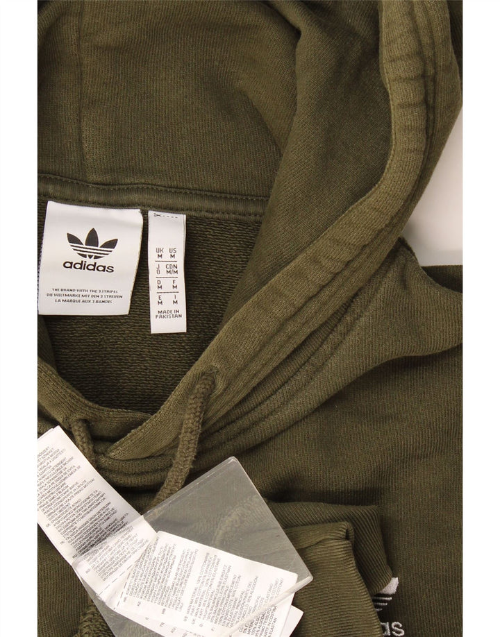 Adidas Mens Hoodie Jumper Medium Khaki Cotton
