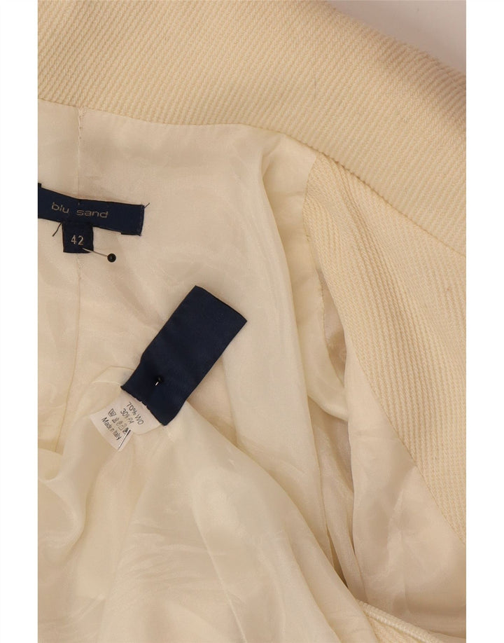 Vintage Womens Overcoat IT 42 Medium Off White Wool Classic