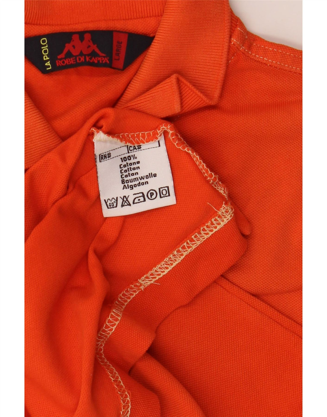 Kappa Mens Polo Shirt Large Orange Cotton