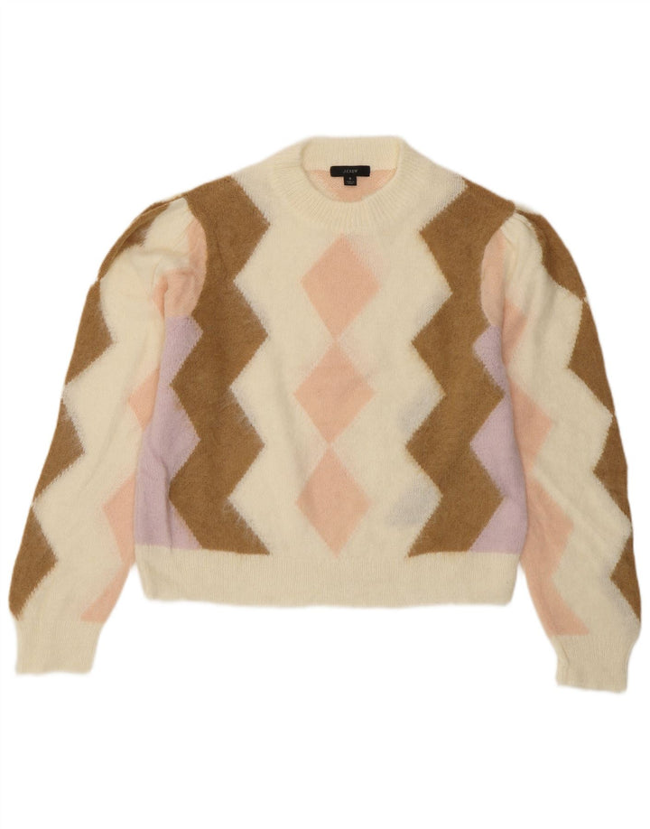 J. CREW Womens Crop Crew Neck Jumper Sweater UK 10 Small Off White