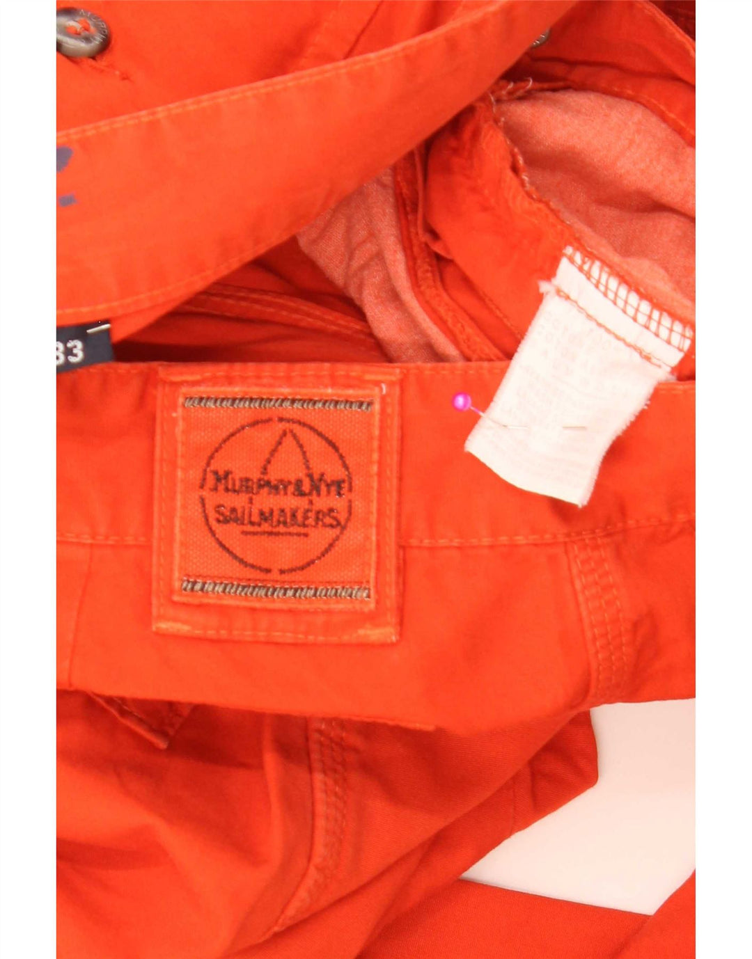 Murphy & Nye Mens Sailmakers Straight Trousers W33 L30 Orange Cotton