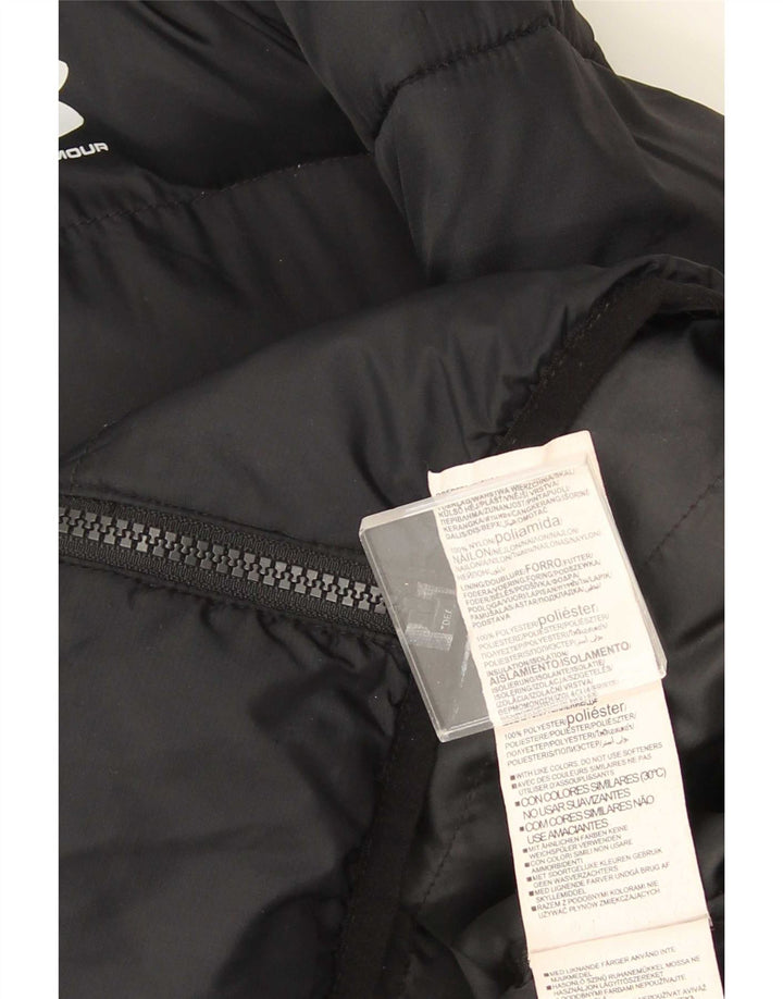 Under Armour Boys Hooded Padded Jacket 12-13 Years Black Nylon