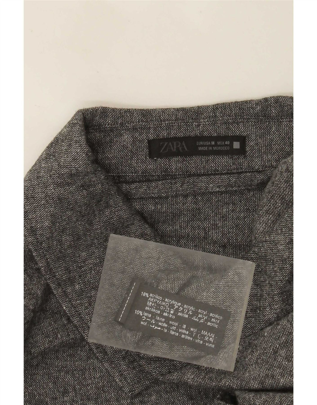 Zara Mens Overshirt Shirt Medium Grey Acrylic