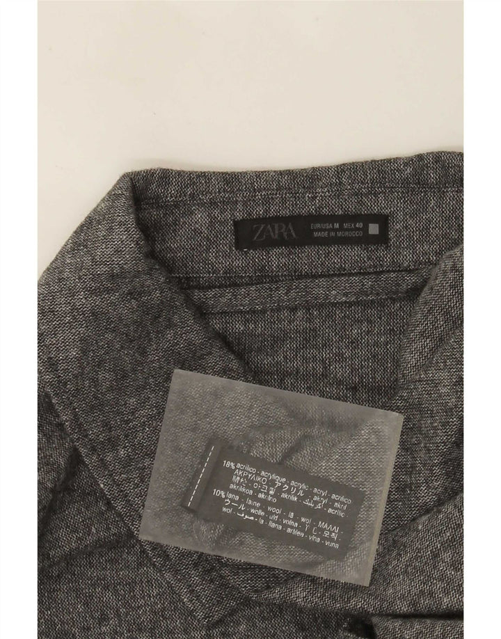 Zara Mens Overshirt Shirt Medium Grey Acrylic