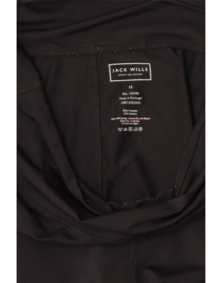 Jack Wills Womens Graphic Leggings UK 12 Medium Black Polyester