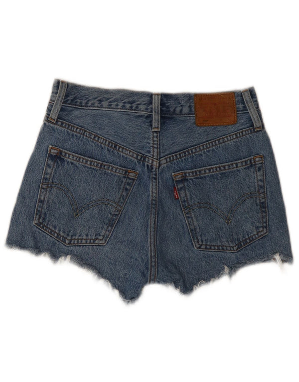 Levi's Womens 501 Graphic Denim Shorts W23 2XS Blue Colourblock Cotton