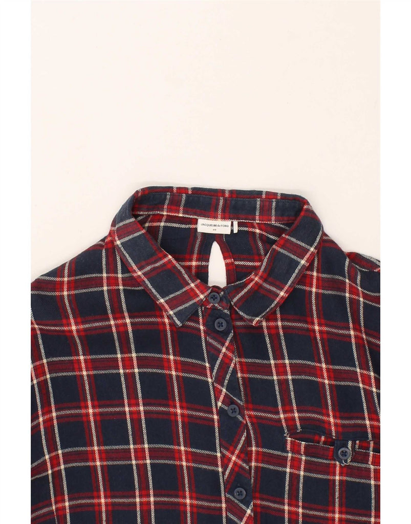 JACQUELINE DE YONG Womens Flannel Shirt EU 40 Medium Navy Blue Check Vintage Jacqueline De Yong and Second-Hand Jacqueline De Yong from Messina Hembry 