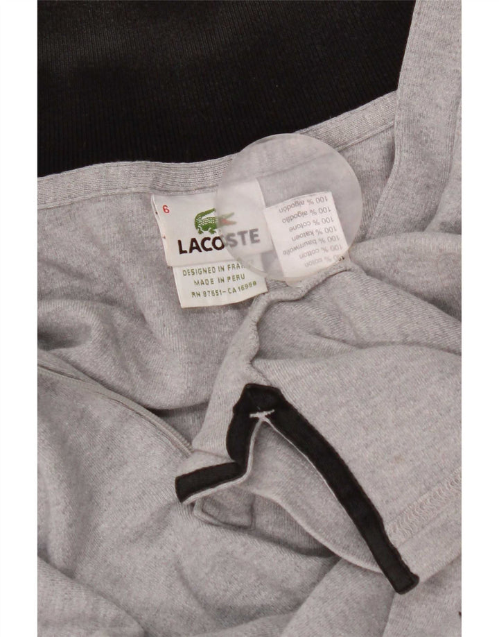 Lacoste Mens Zip Neck Jumper Sweater Size 6 XL Grey Cotton
