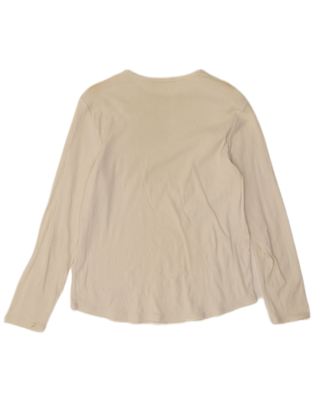 Marks & Spencer Womens Top Long Sleeve UK 16 Large Beige Cotton
