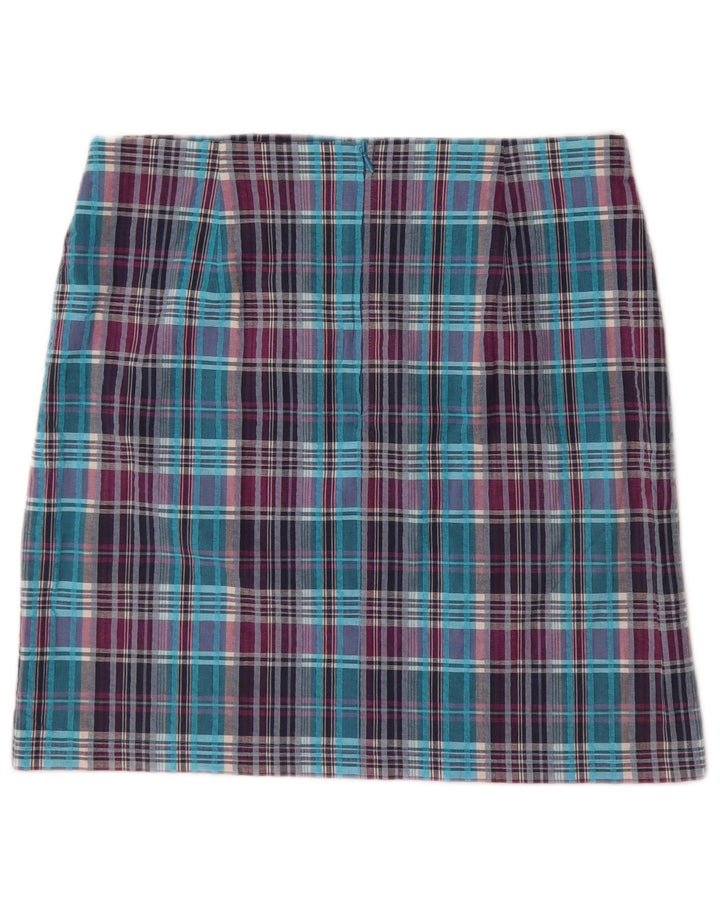 Marks & Spencer Womens Mini Skirt UK 18 XL W38  Blue Check Cotton