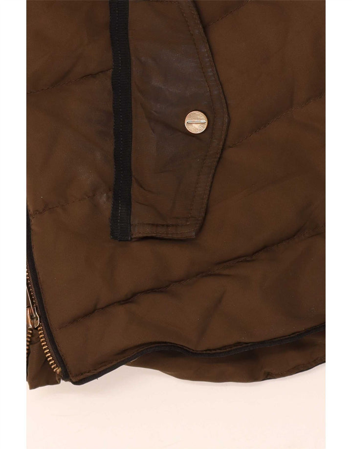 Zara Womens Hooded Padded Jacket UK 14 Large Khaki