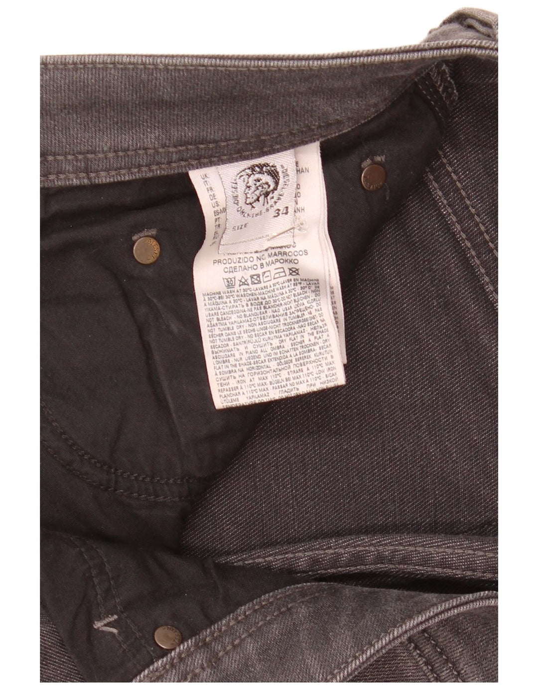 Diesel Mens Slim Jeans W34 L30 Grey Cotton