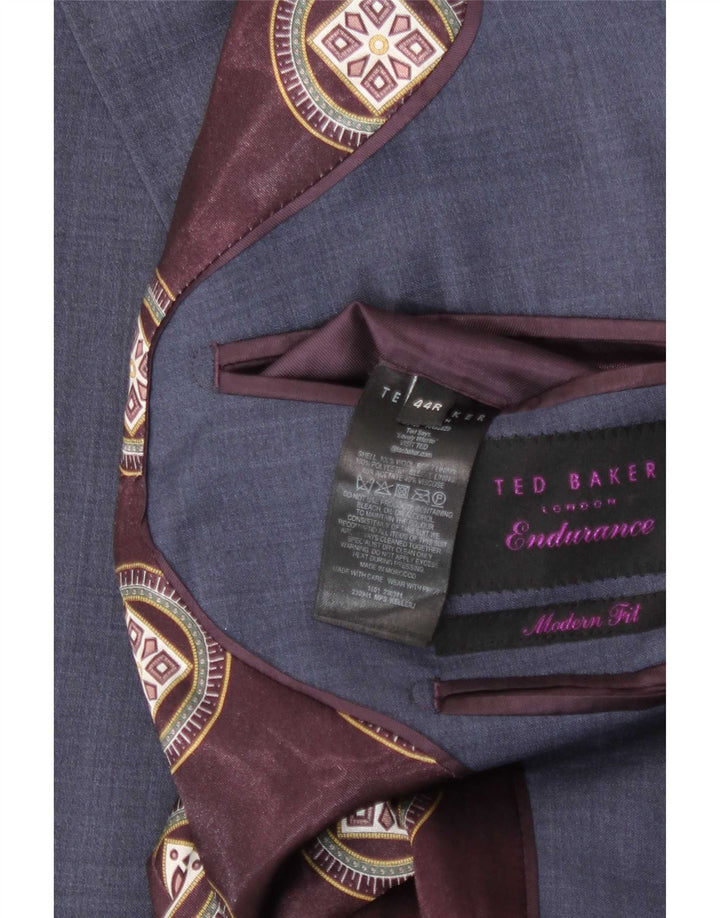 Ted Baker Mens 2 Button Blazer Jacket UK 44 2XL Blue Wool