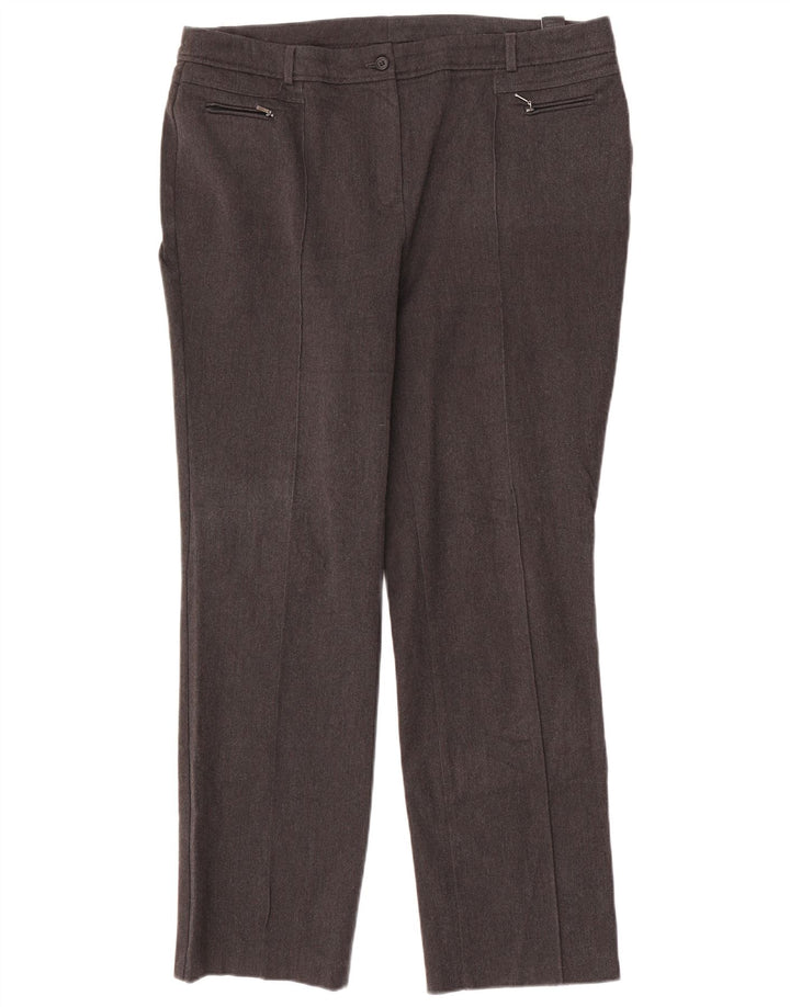 Marks & Spencer Womens Straight Trousers UK 16 Large W36 L31 Grey Polyester