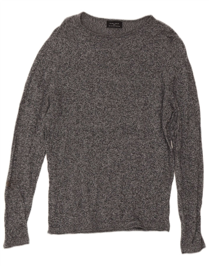 Zara Mens Top Long Sleeve Small Grey Flecked