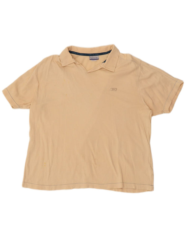 REEBOK Mens Polo Shirt Medium Beige Cotton