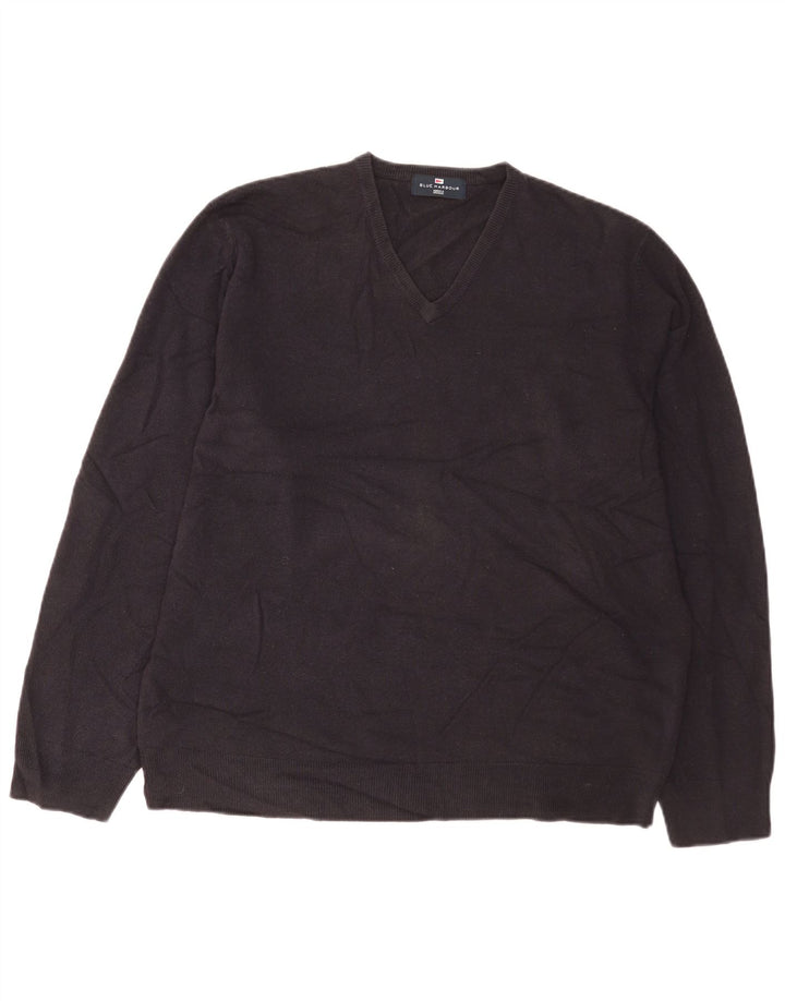 Marks & Spencer Mens Blue Harbour V-Neck Jumper Sweater XL Navy Blue