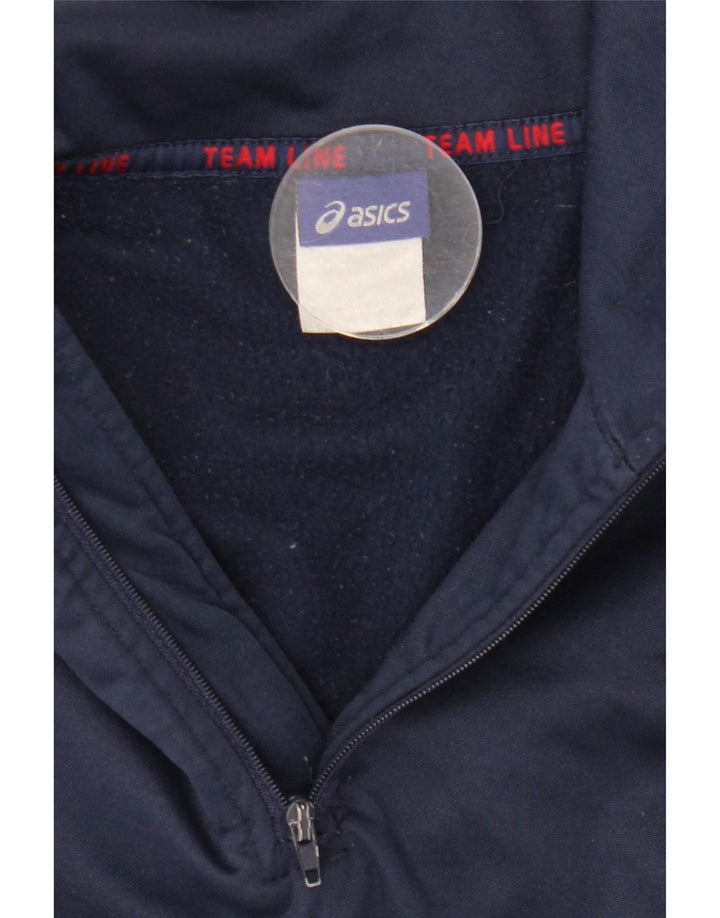 Asics Mens Pullover Tracksuit Top Jacket XL Navy Blue Polyester