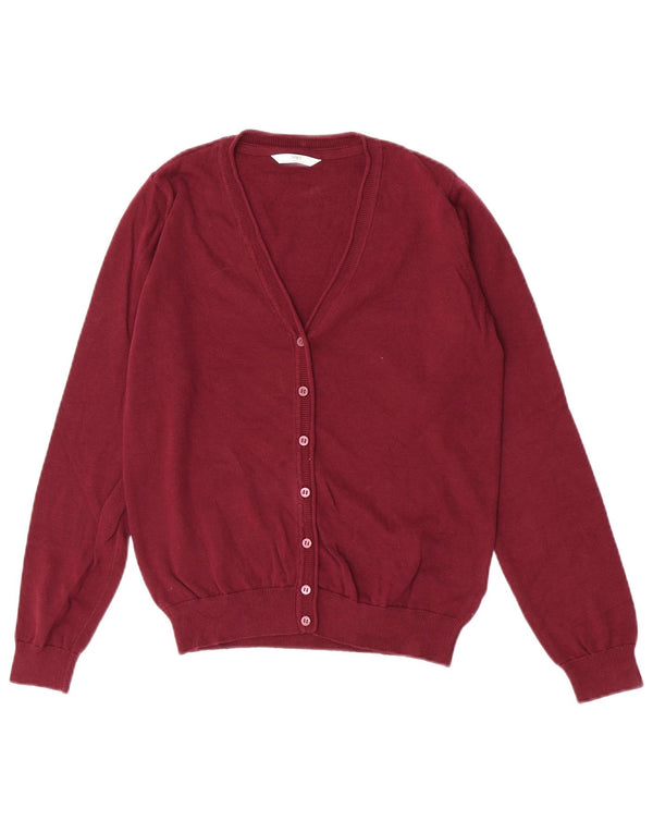 Marks & Spencer Girls Cardigan Sweater 13-14 Years Maroon Cotton