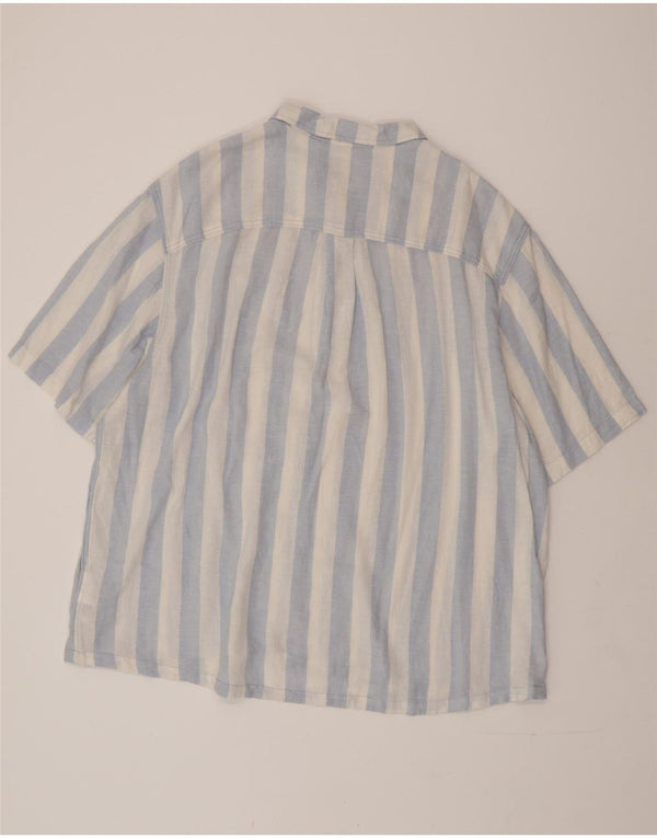 LEE Mens Short Sleeve Relaxed Fit Pullover Shirt 2XL Blue Striped Linen