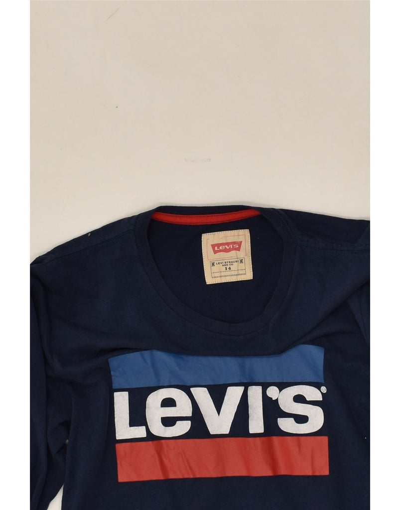 LEVI'S Boys Graphic Top Long Sleeve 13-14 Years Navy Blue Cotton | Vintage Levi's | Thrift | Second-Hand Levi's | Used Clothing | Messina Hembry 