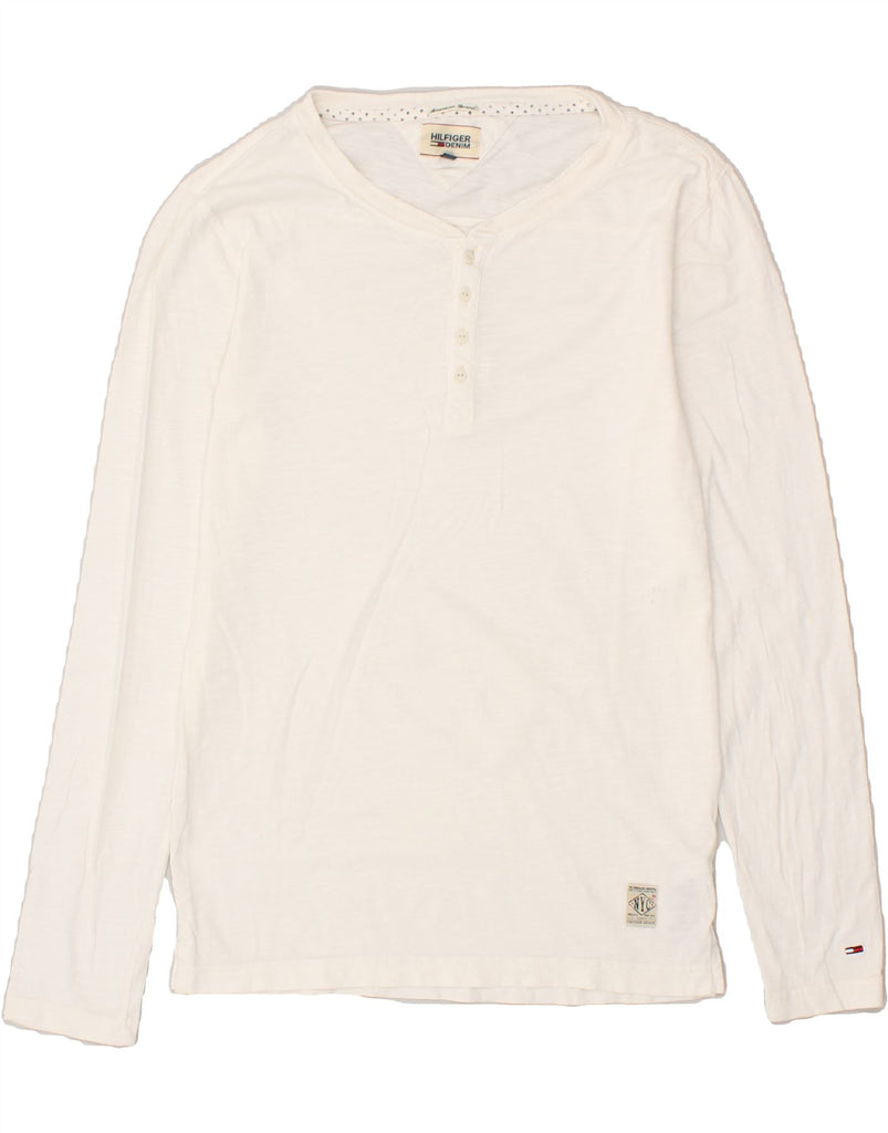 TOMMY HILFIGER Womens Top Long Sleeve UK 12 Medium White Cotton Vintage Tommy Hilfiger and Second-Hand Tommy Hilfiger from Messina Hembry 