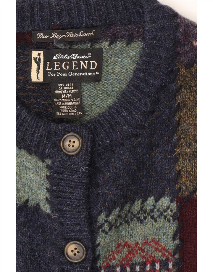 Eddie Bauer Womens Cardigan Sweater UK 14 Medium Multicoloured Patchwork