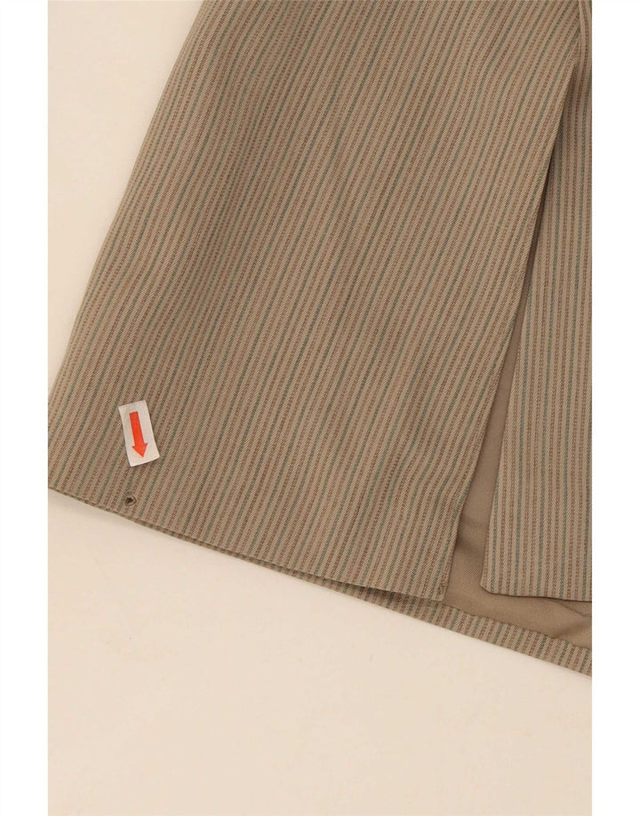 Sidi Mens Double Breasted Blazer Jacket UK 36 Small Beige Pinstripe