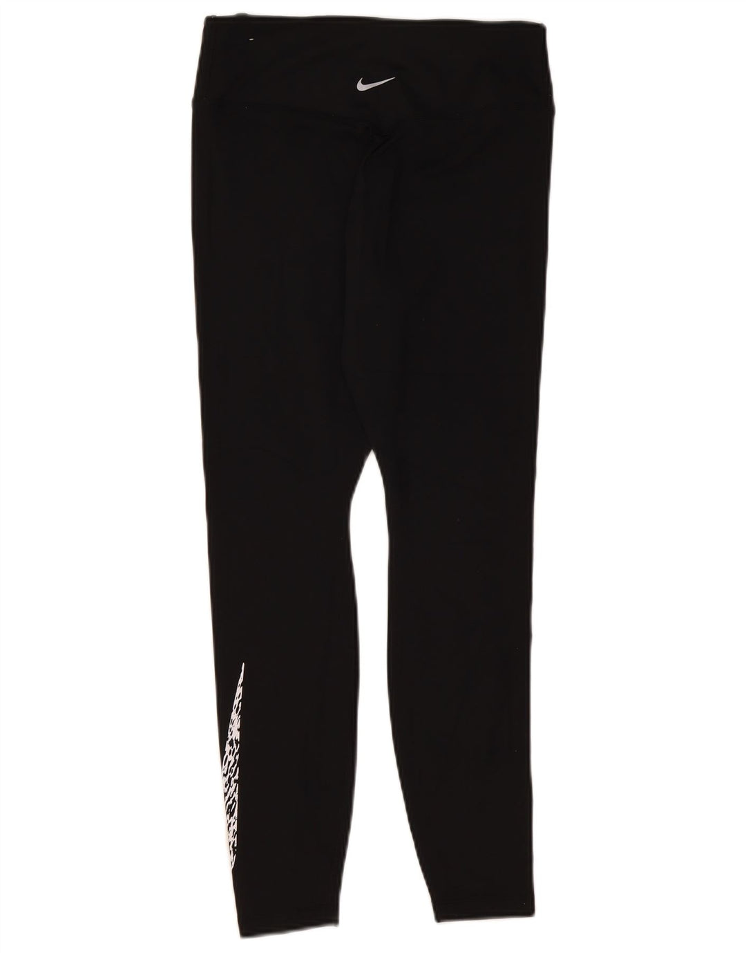 NIKE Womens Dri Fit Graphic Leggings UK 12 Medium Black Polyester