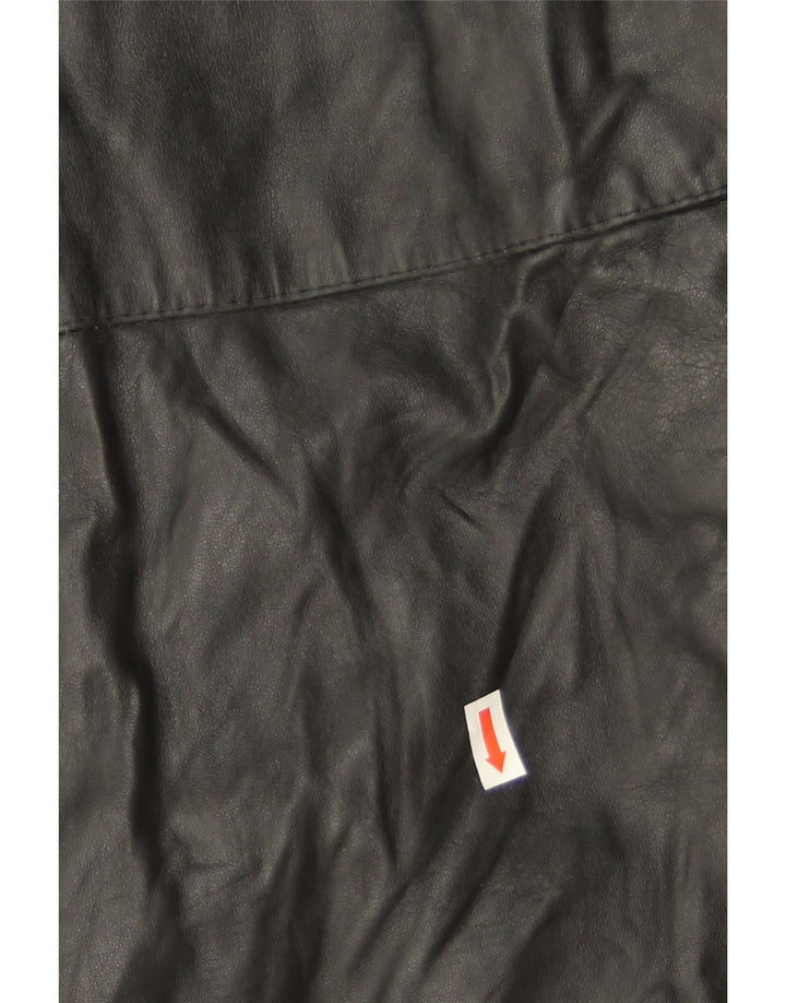 Vintage Womens Oversized Leather Coat IT 46 Large Black Leather