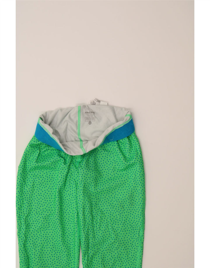 NIKE Womens Dri Fit Graphic Leggings UK 12 Medium Green Polka Dot Vintage Nike and Second-Hand Nike from Messina Hembry 