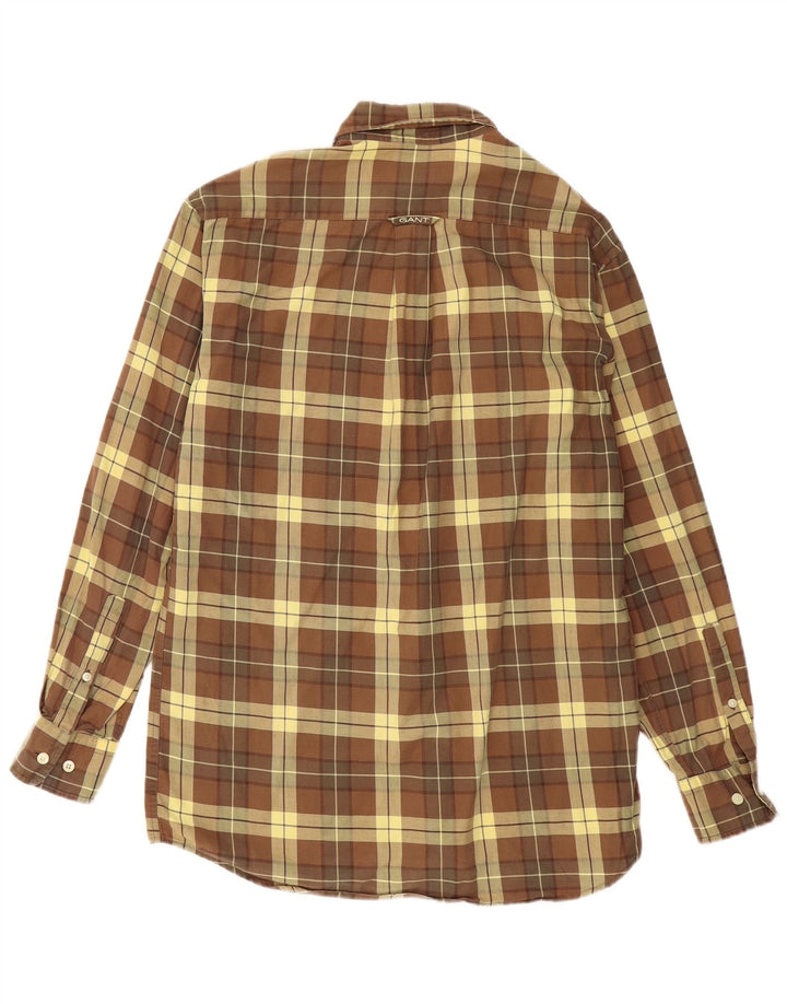 GANT Mens Casual Fit Flannel Shirt Small Brown Check Cotton