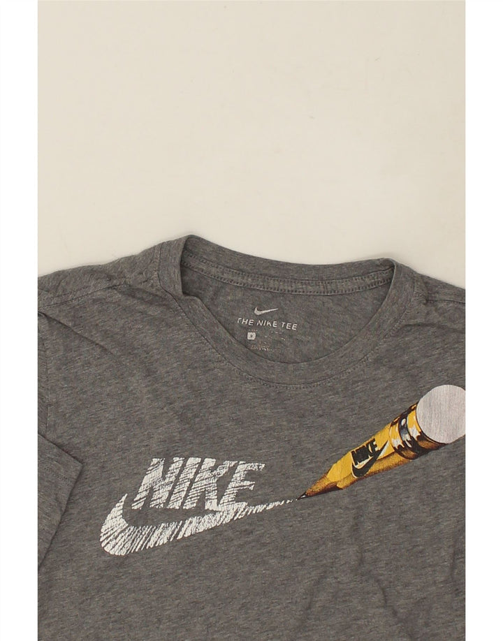 NIKE Womens Graphic T-Shirt Top UK 14 Medium Grey | Vintage Nike | Thrift | Second-Hand Nike | Used Clothing | Messina Hembry 