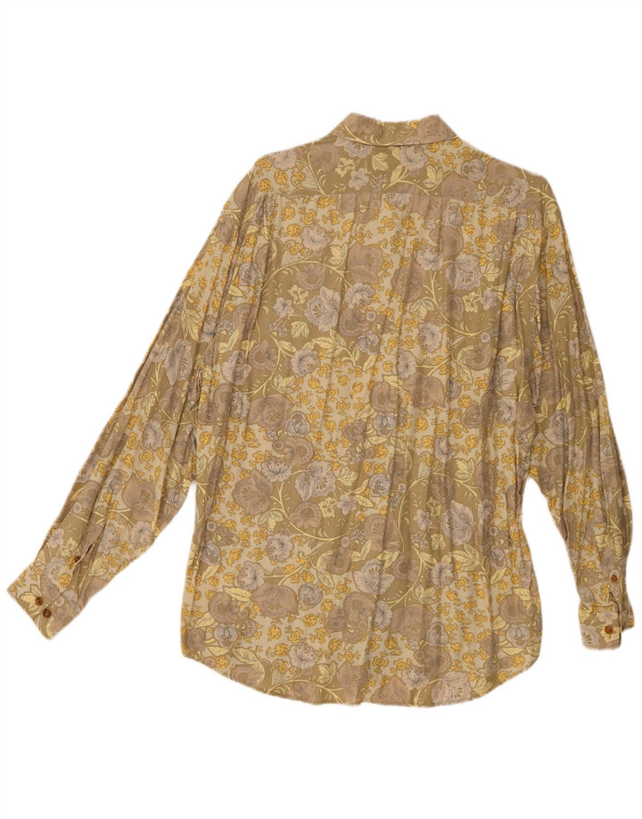 Casucci Mens Shirt Large Yellow Floral