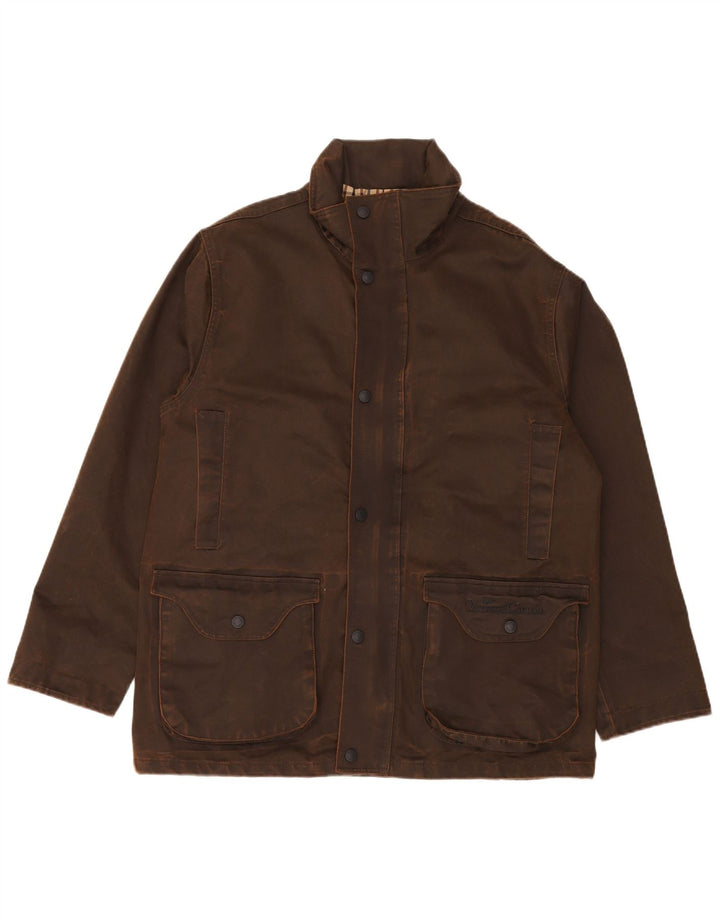 Verney Carron Mens Waxed Cotton Jacket UK 40 Large Brown Polyester