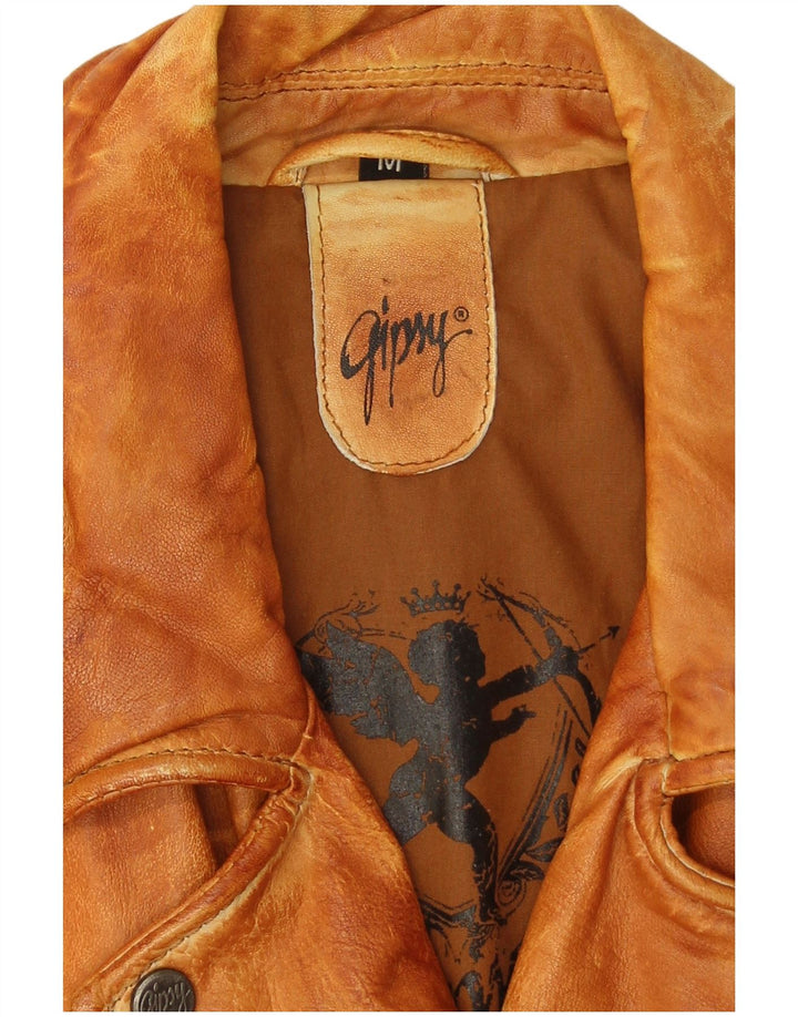 Gipsy Womens Leather Biker Jacket UK 14 Medium Brown Leather