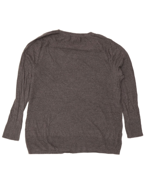 Eddie Bauer Womens Crew Neck Jumper Sweater UK 18 XL Grey Flecked Cotton