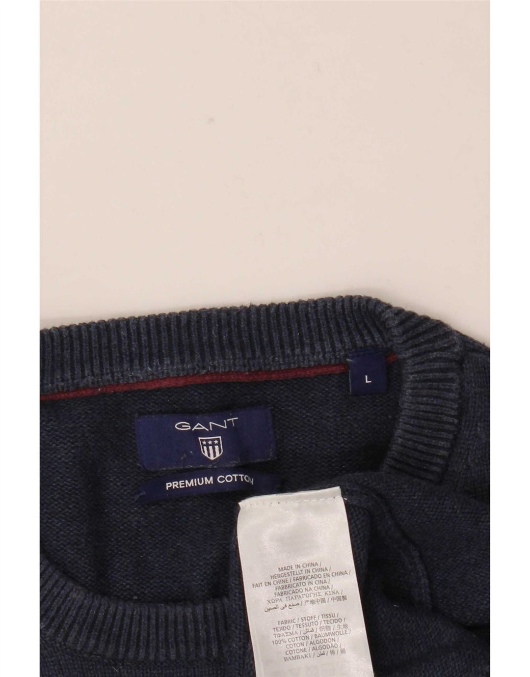 Gant Mens Crew Neck Jumper Sweater Large Navy Blue Cotton
