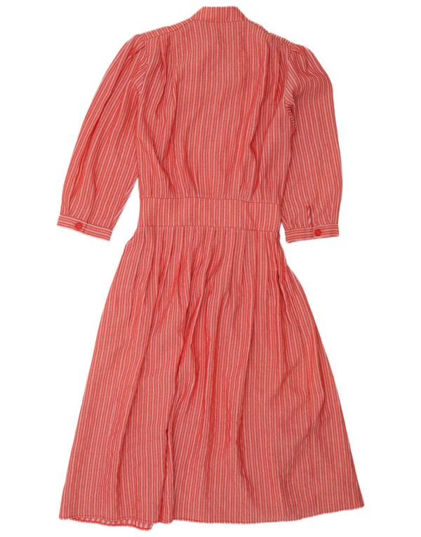 Molly Bracken Womens 3/4 Sleeve Tea Dress UK 14 Medium Red Striped Retro