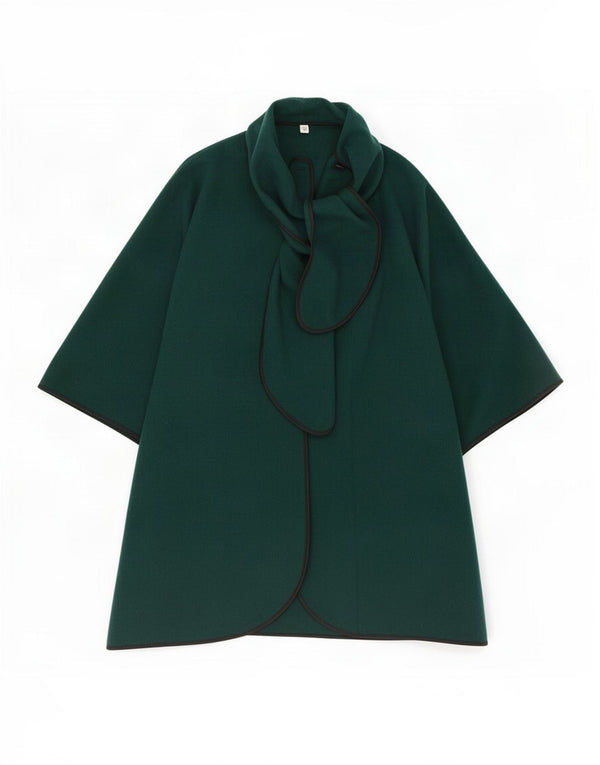 Vintage Womens Front Tie Capelet Coat UK 14 Medium Green
